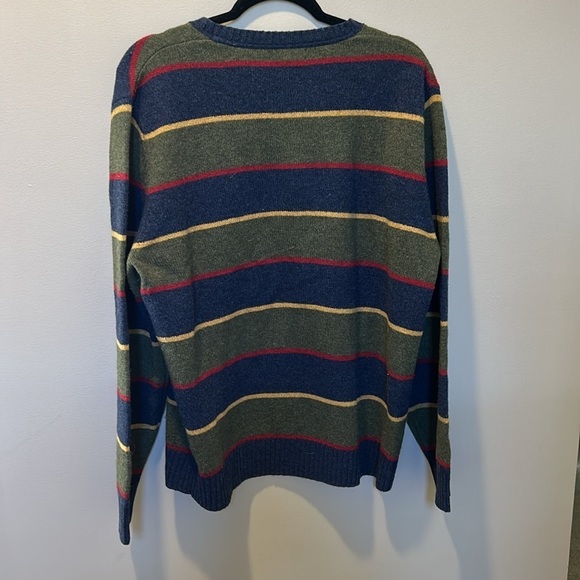 Lands End Men’s Lambswool Crewneck Striped Sweater Size Medium - Picture 8 of 8